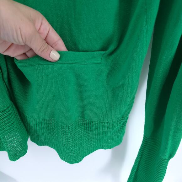 LaMode Du Golf Active Sportswear Vintage Kelly Green VNeck Sweater Cardi PocketL - Picture 4 of 11